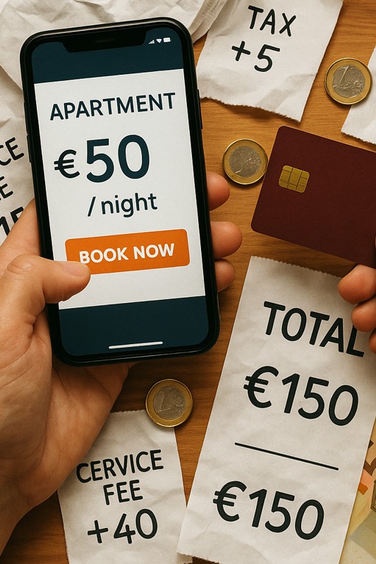 Ukryte opłaty: 50 euro za nocleg = łącznie 120 euro